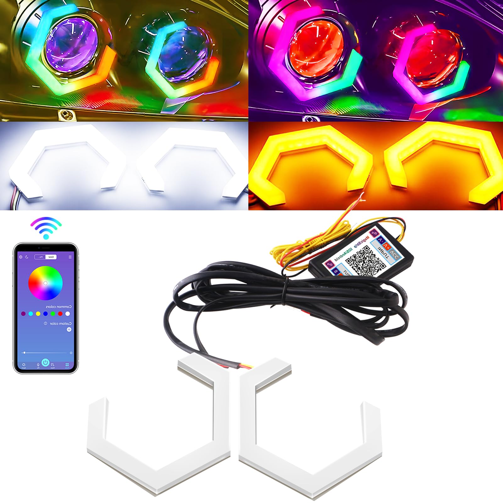 AYＭ✨ Amazon.com: Qasim Hexagon Angel Eyes 86MM RGB APP Control